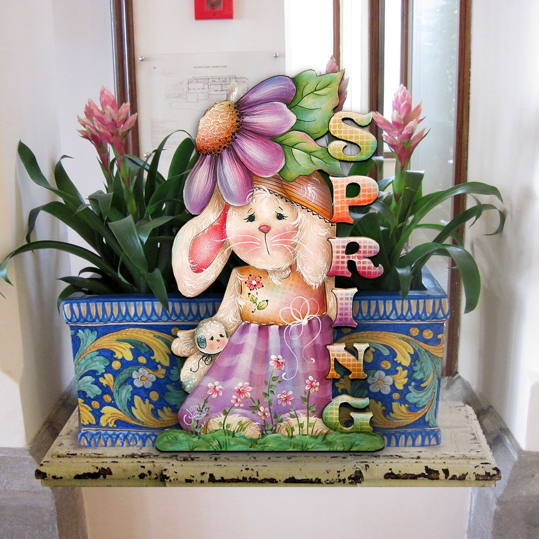 Bunny Decorative Easter Door Decor by Jamie Mills-Price - Easter Spring Decor - 8457604H