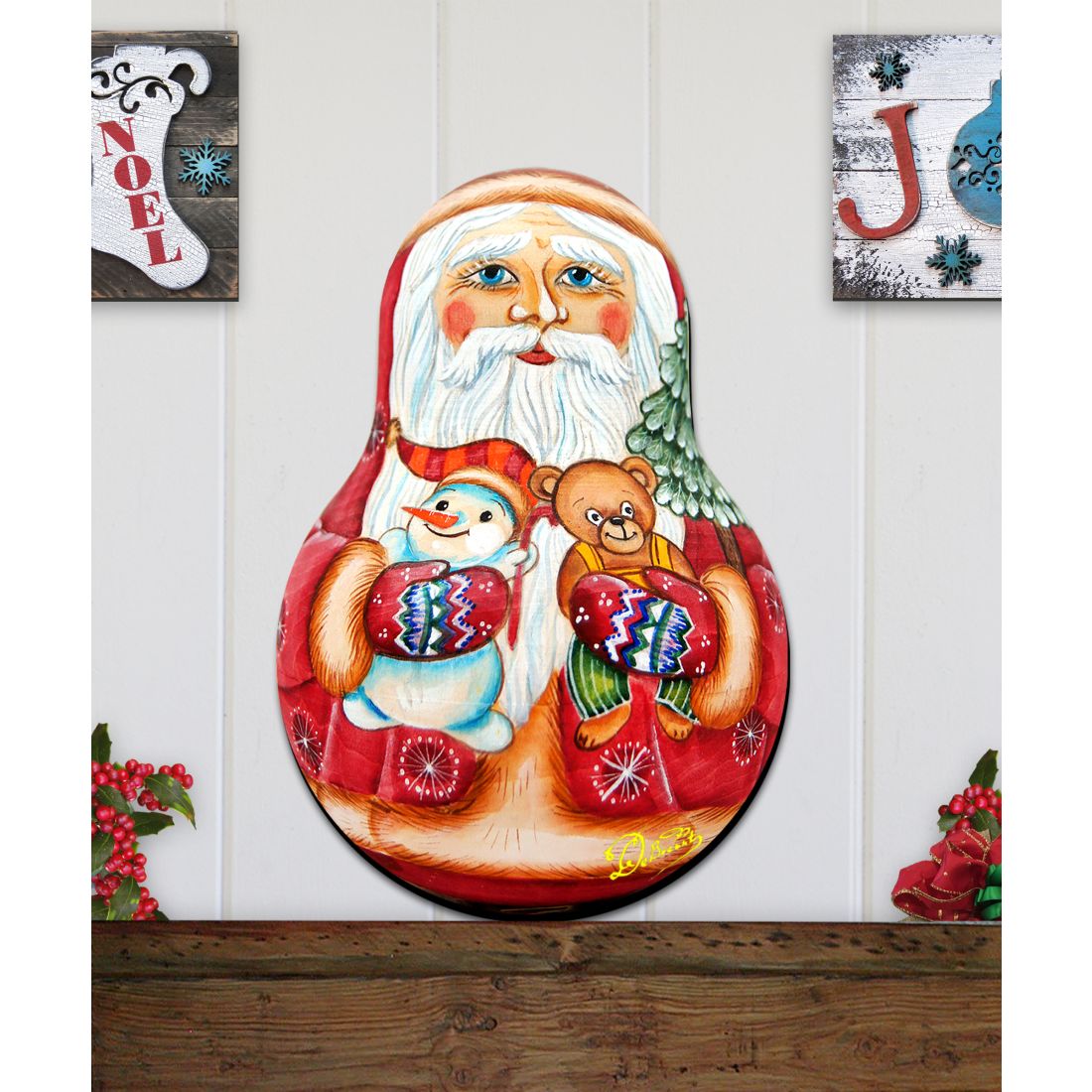 Decoración navideña para puerta con muñeco de Papá Noel de G. DeBrekht - Decoración navideña con muñeco de nieve de Papá Noel - 8115011H