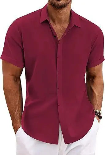 Men's Shirt Short Sleeve Casual Buckle - Lootquake