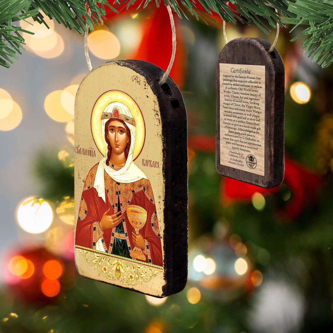 Adorno de icono sagrado ortodoxo religioso de Santa Bárbara - Decoración inspiradora - 87038