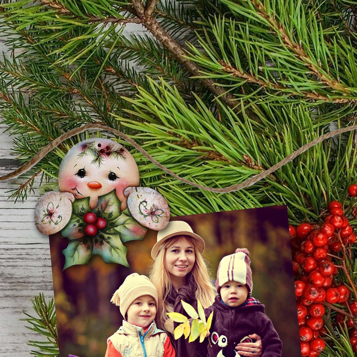 Adornos decorativos de madera con clip Giggles and Gifts, juego de 6, de Jamie Mills-Price - Decoración navideña - 8090048C-MP-S6