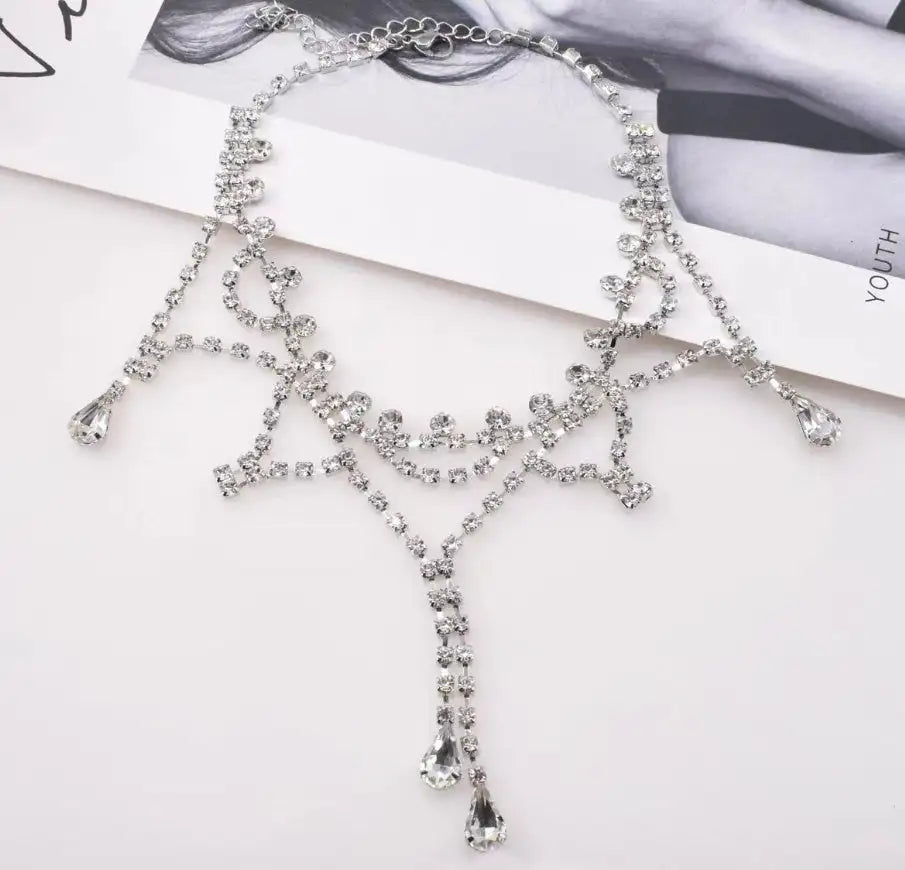 2025 New High End Design Full Diamond Water Diamond Necklace - Lootquake