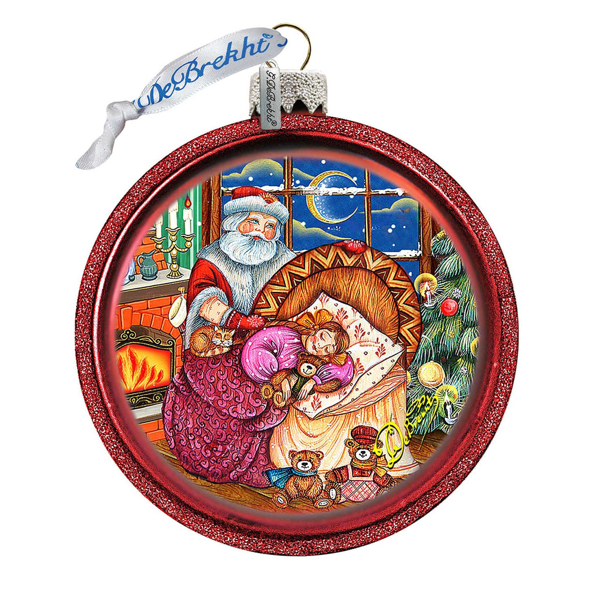 Adorno de cristal para la noche de Navidad de G. DeBrekht - Decoración navideña de Papá Noel y muñeco de nieve - 73615C