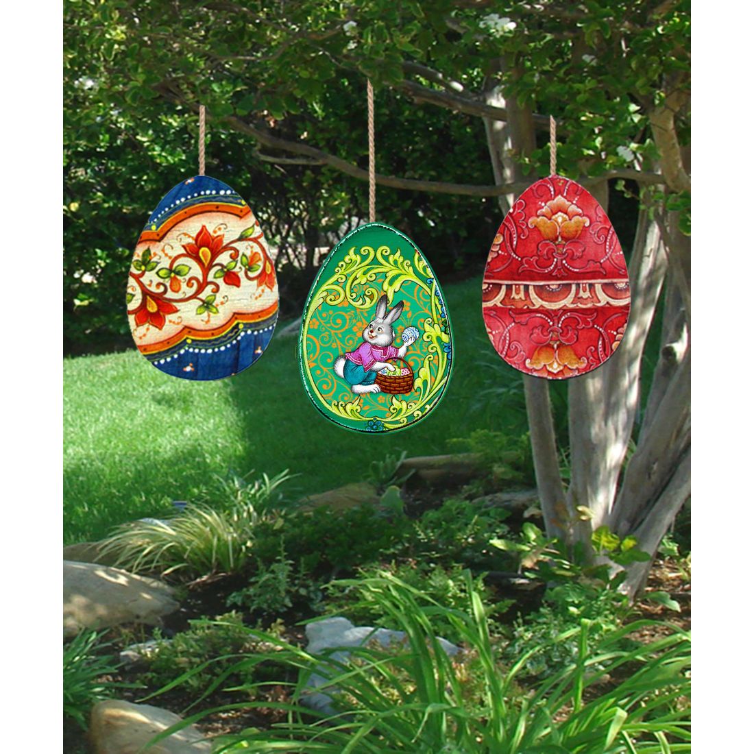 Easter Eggs Outdoor Garden Decor Set of 3 by G. DeBrekht - Easter Spring Decor - 8198712-4M-S3