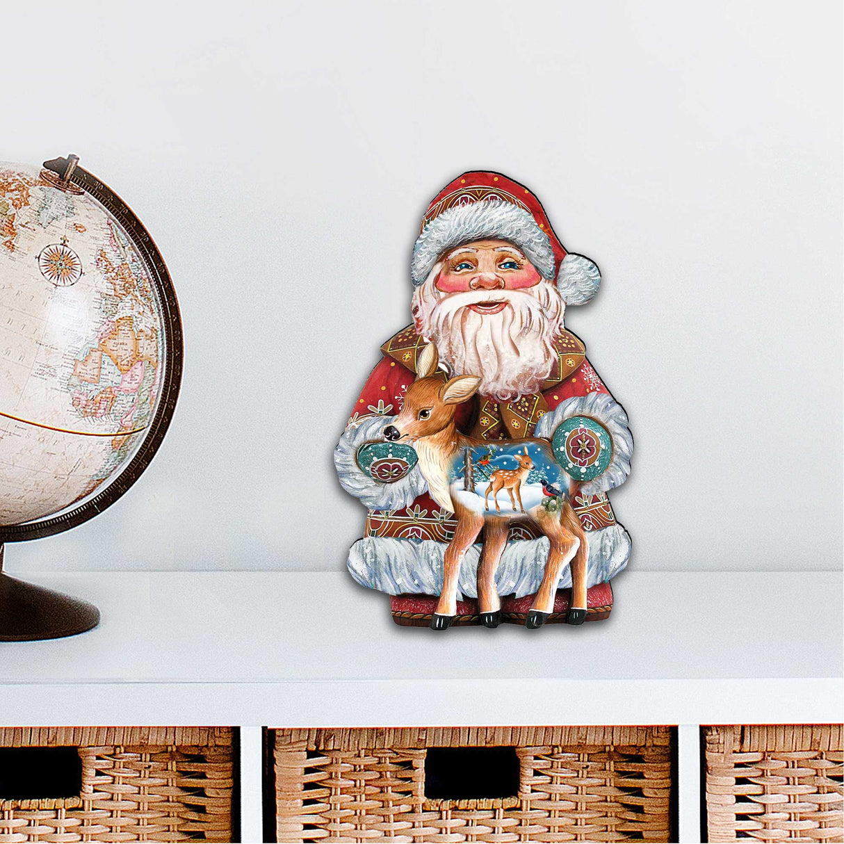 Decoración navideña para puerta con cervatillo navideño de G. DeBrekht - Decoración navideña con muñeco de nieve y Papá Noel - 8118081H