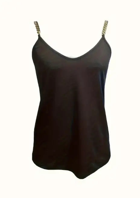 Ladies' Solid Color V-neck Chain Decoration Fashionable Camisole Vest - Lootquake