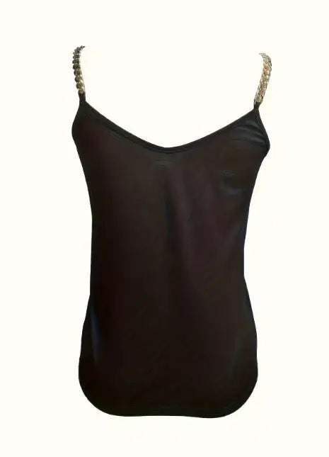 Ladies' Solid Color V-neck Chain Decoration Fashionable Camisole Vest - Lootquake