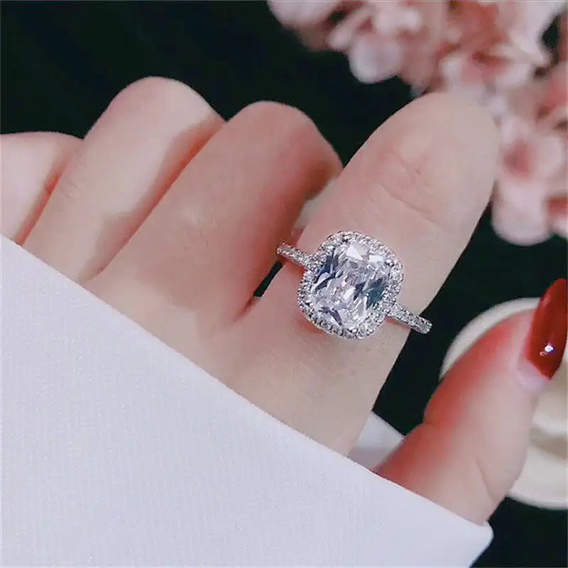 Rings For Women Bridal Wedding Anelli Trendy Jewelry Engagement Ring White Gold Color Anillos - Lootquake