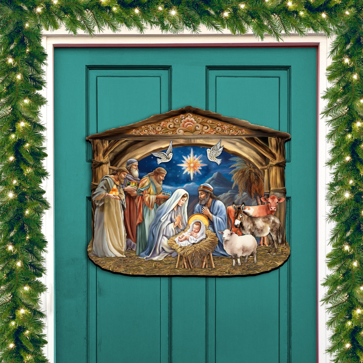 Nacimiento de Jesús: Decoración navideña para puerta de G. Debrekht - Decoración navideña - 8652761H