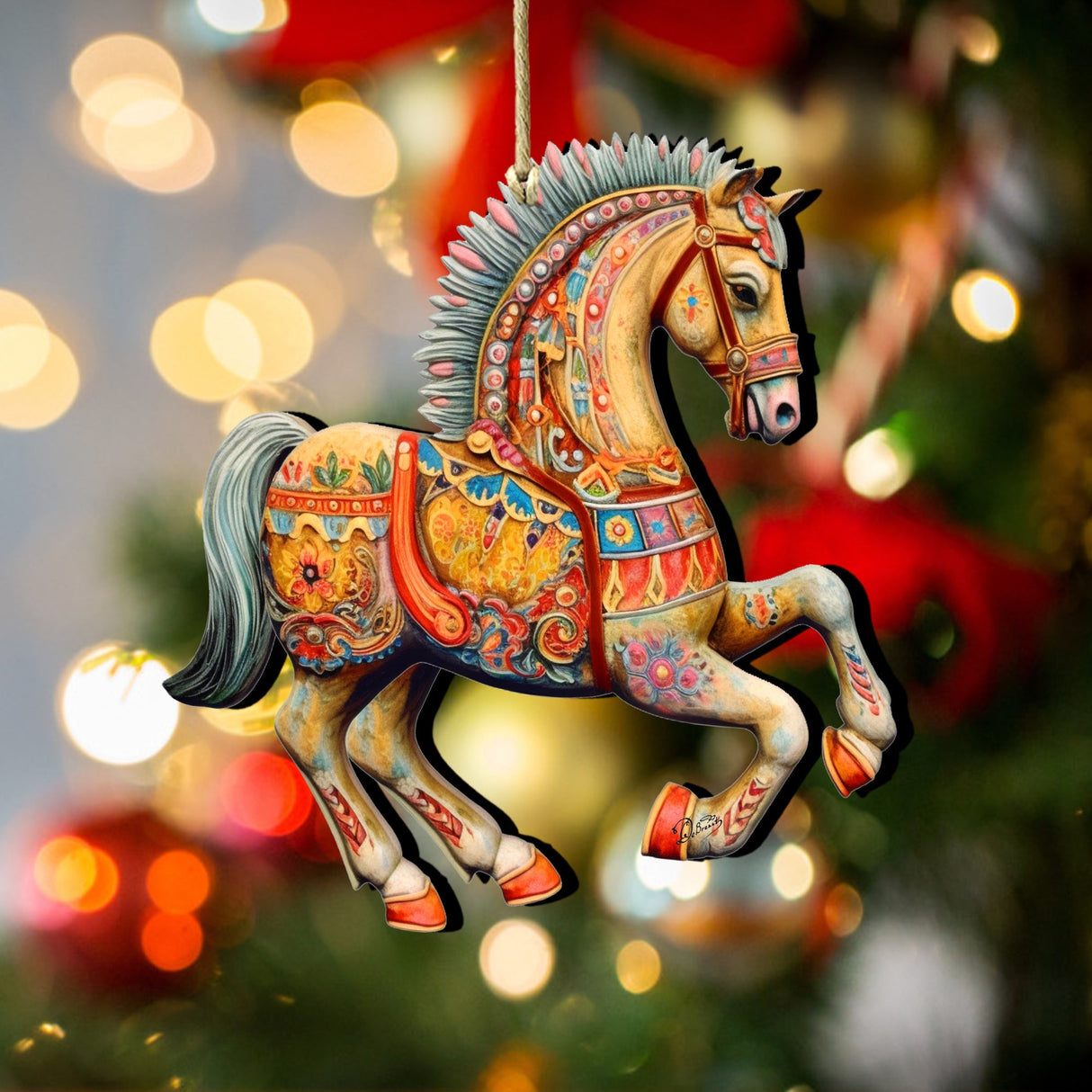 Carousel Horse Wooden Ornaments by G. Debrekht - Christmas Decor - 8100193-3