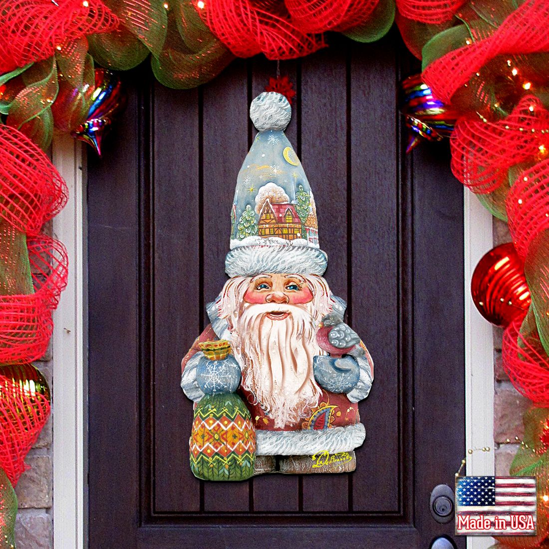 The First Noel Christmas Door Decor by G. DeBrekht - Christmas Santa Snowman Decor - 8116410H