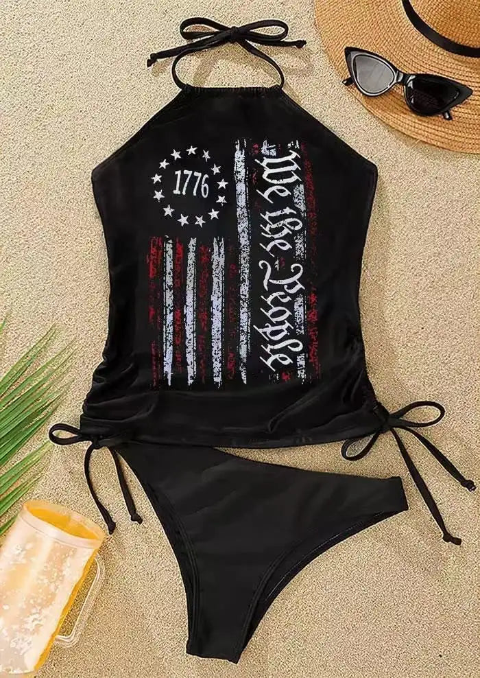 Women's Two-piece Casual Swimsuit P125 Black - Lootquake