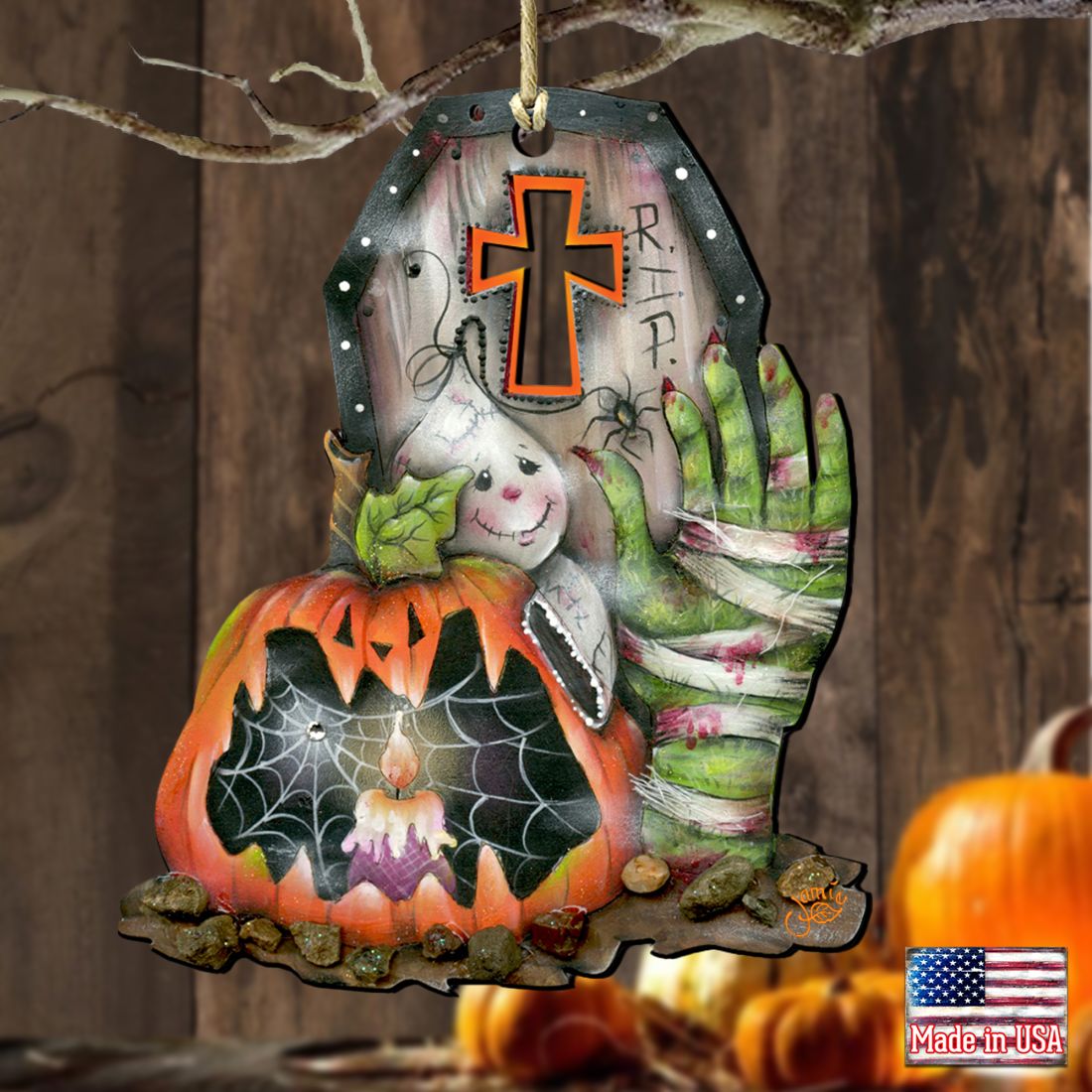 Scary Harry Wooden Ornaments Halloween by Jamie Mills-Price - Thanksgiving Halloween Decor - 8457405