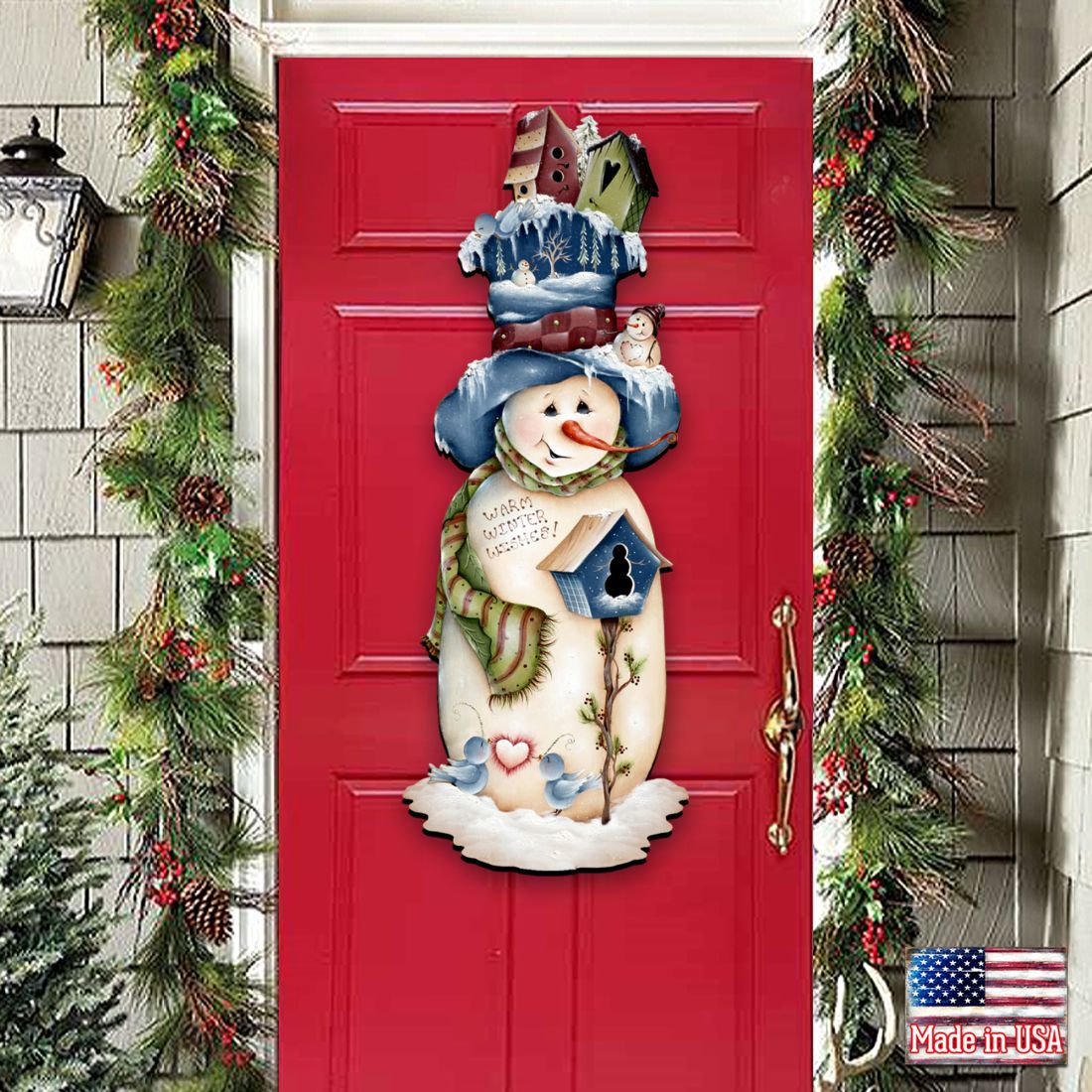 Decoración navideña para puerta de Frank Freezing de Jamie Mills-Price - Decoración navideña de Papá Noel y muñeco de nieve - 8457515H