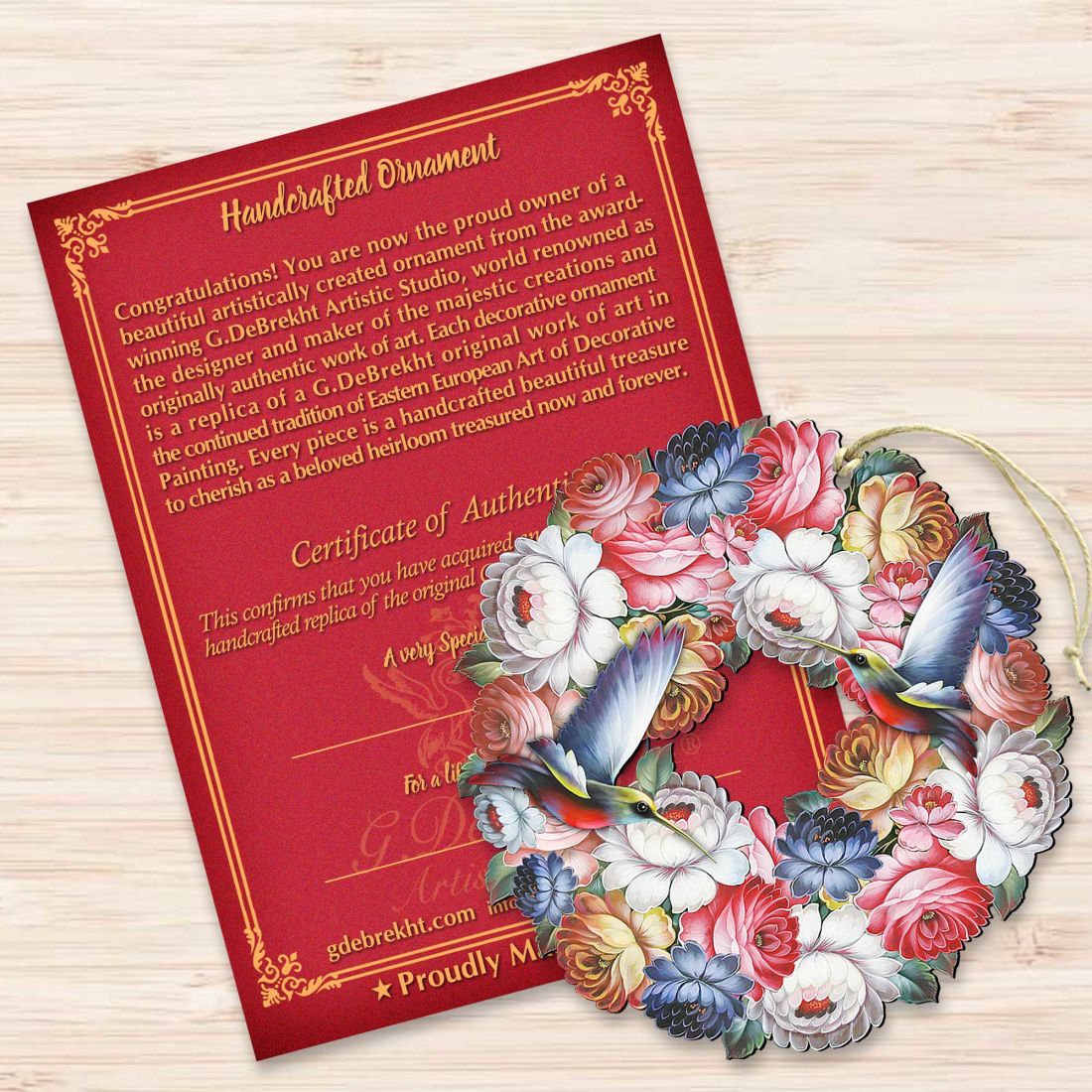 Birdy Floral Wreath Wooden Ornaments by G. DeBrekht - Easter Spring Decor - 8185312