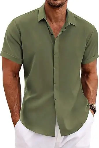 Men's Shirt Short Sleeve Casual Buckle - Lootquake