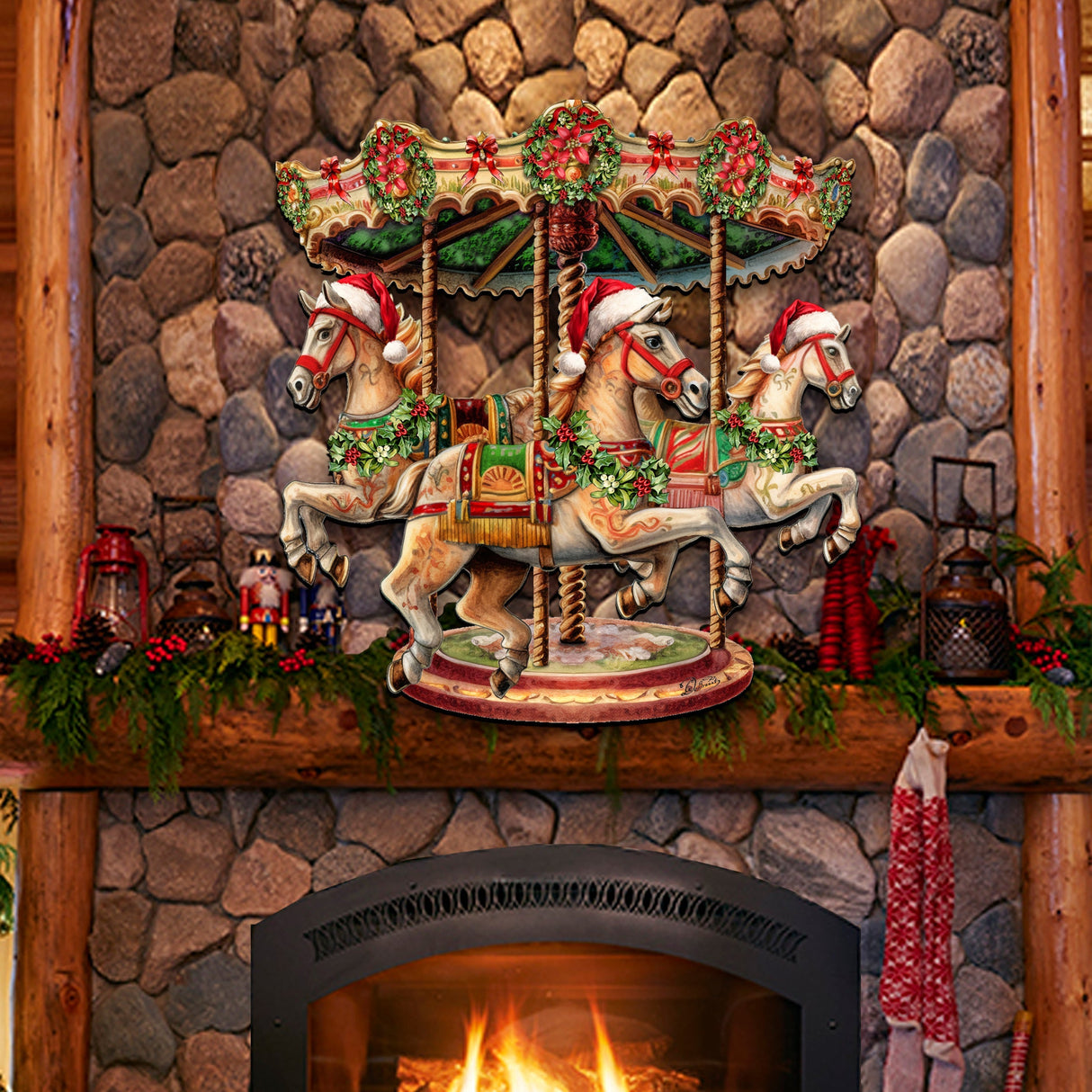 Christmas Carousel Holiday Door Decor by G. Debrekht - Christmas Decor - 8611030H
