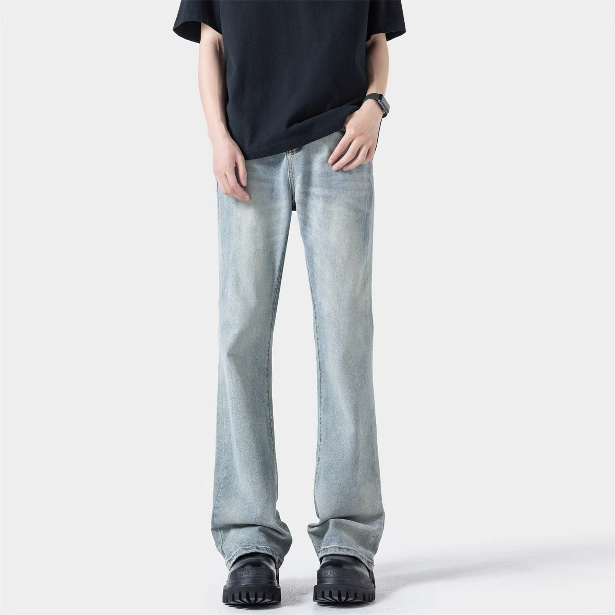 Black Casual Trousers Straight Micro-pull - Lootquake