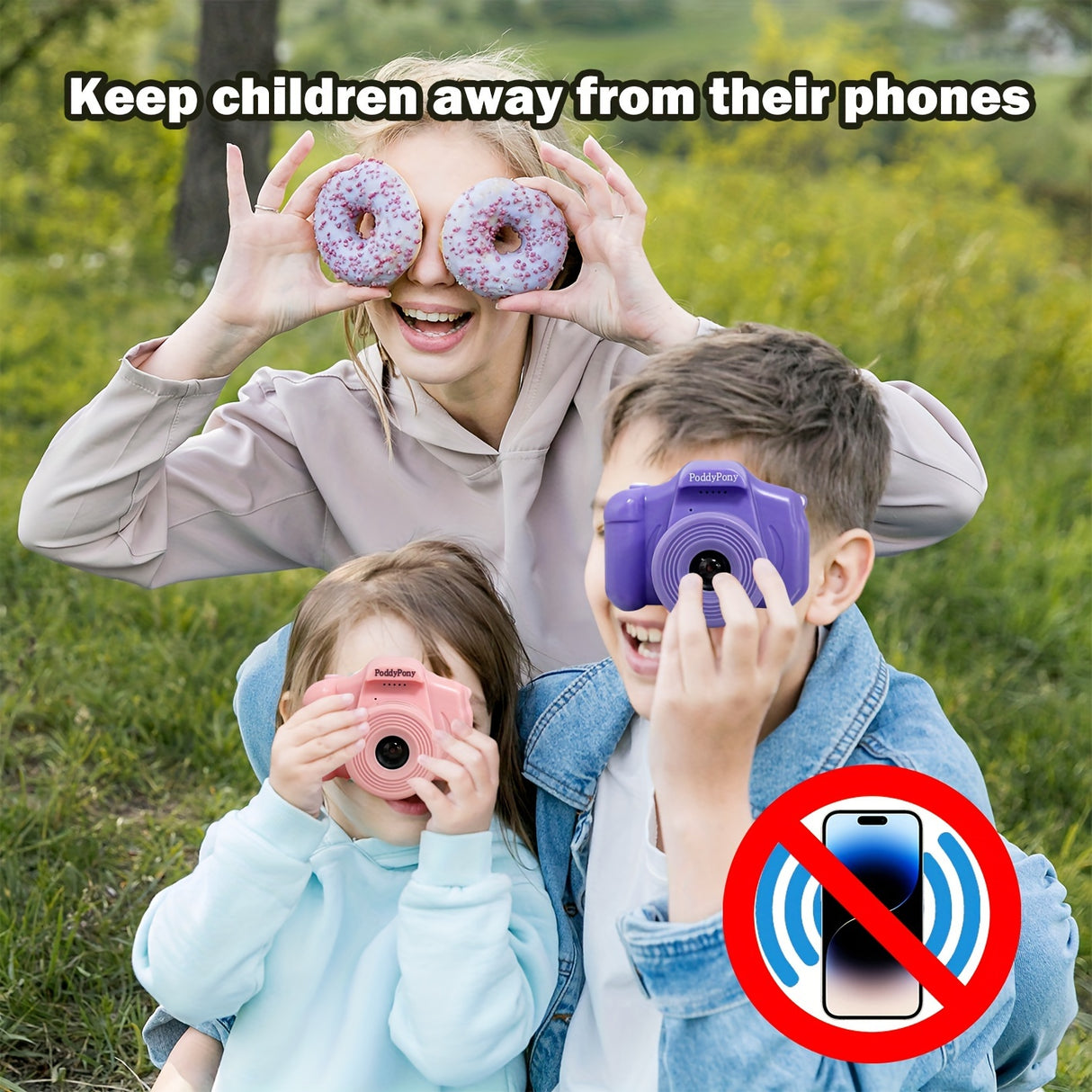 Appareil photo numérique pour enfants 32 Go - Portable, objectif long, vidéo HD, design adapté aux tout-petits - Cadeau idéal pour un anniversaire, un festival ou Noël pour les jeunes photographes