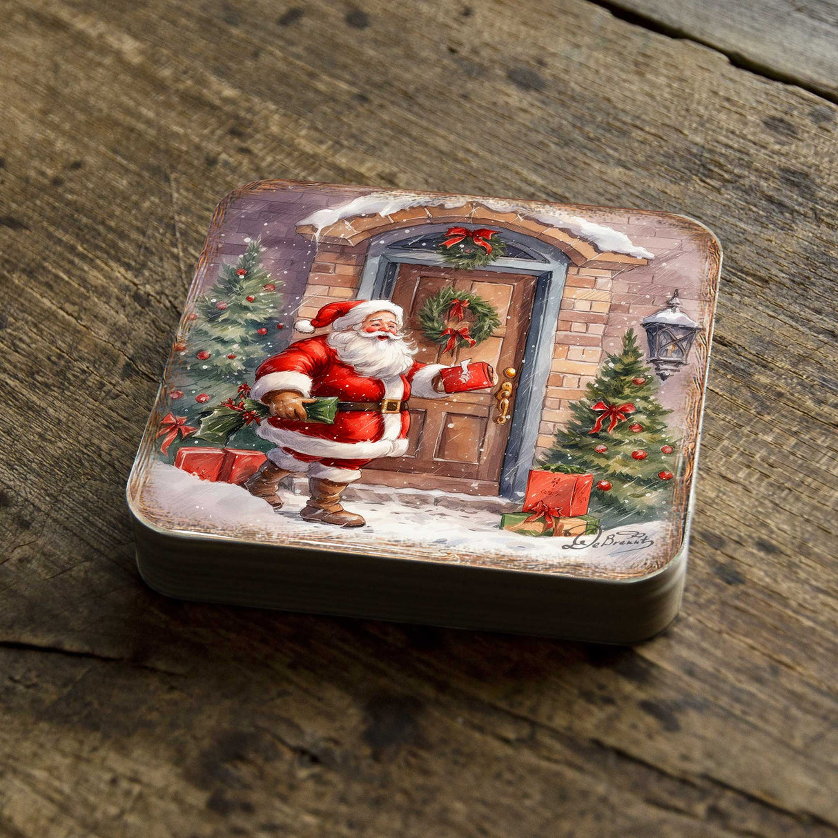 Christmas Is Here Wooden Cork Coasters Gift Set of 4 by G. Debrekht - Christmas Decor - 8199443C-S4