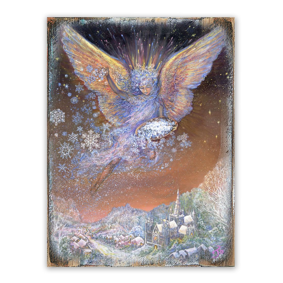 Ángel de nieve de fantasía, arte mural de madera de Josephine Wall - Decoración de fantasía - 852151-JW