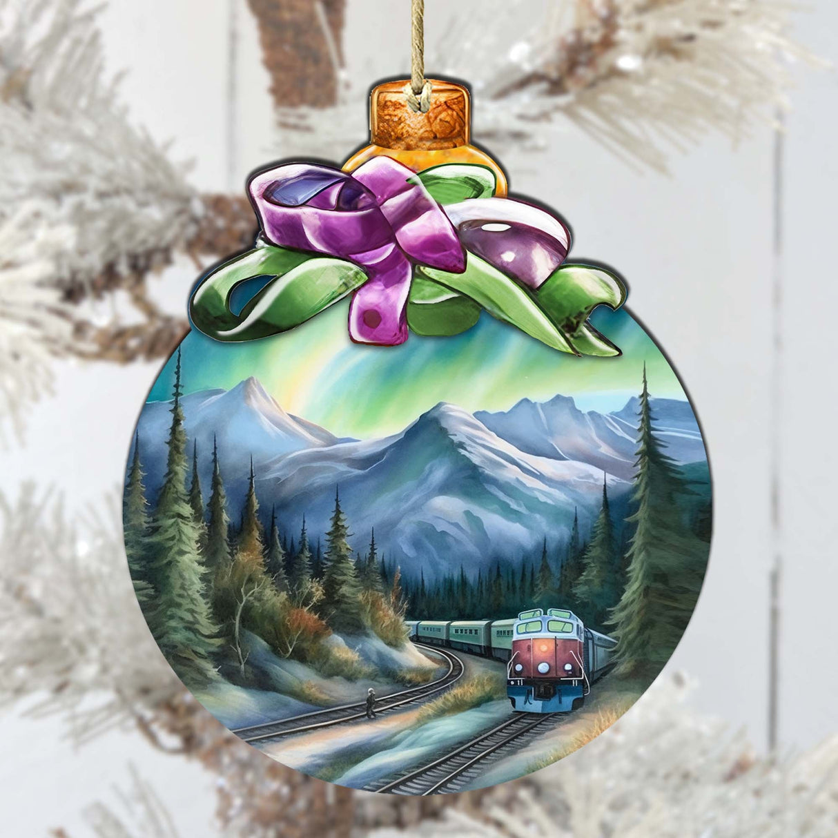 Mountain Glow Express Wooden Ornaments by G.Debrekht - Wildlife Holiday Decor - 870016