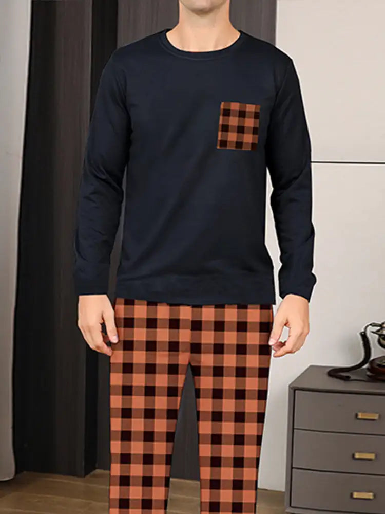 Ice Silk Long Sleeve Long Pants Men's Pajama Set - Lootquake