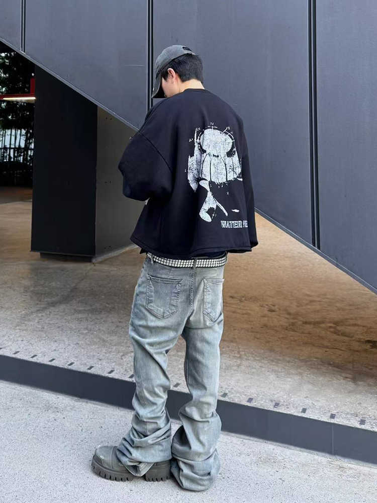 Crumpled Cat Beard Stacked Horn Mopping Jeans - Lootquake