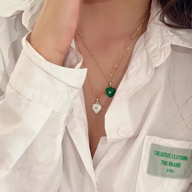 Colored Loving Heart Sweet Cool Necklace Light Luxury Minority Fashion - Lootquake