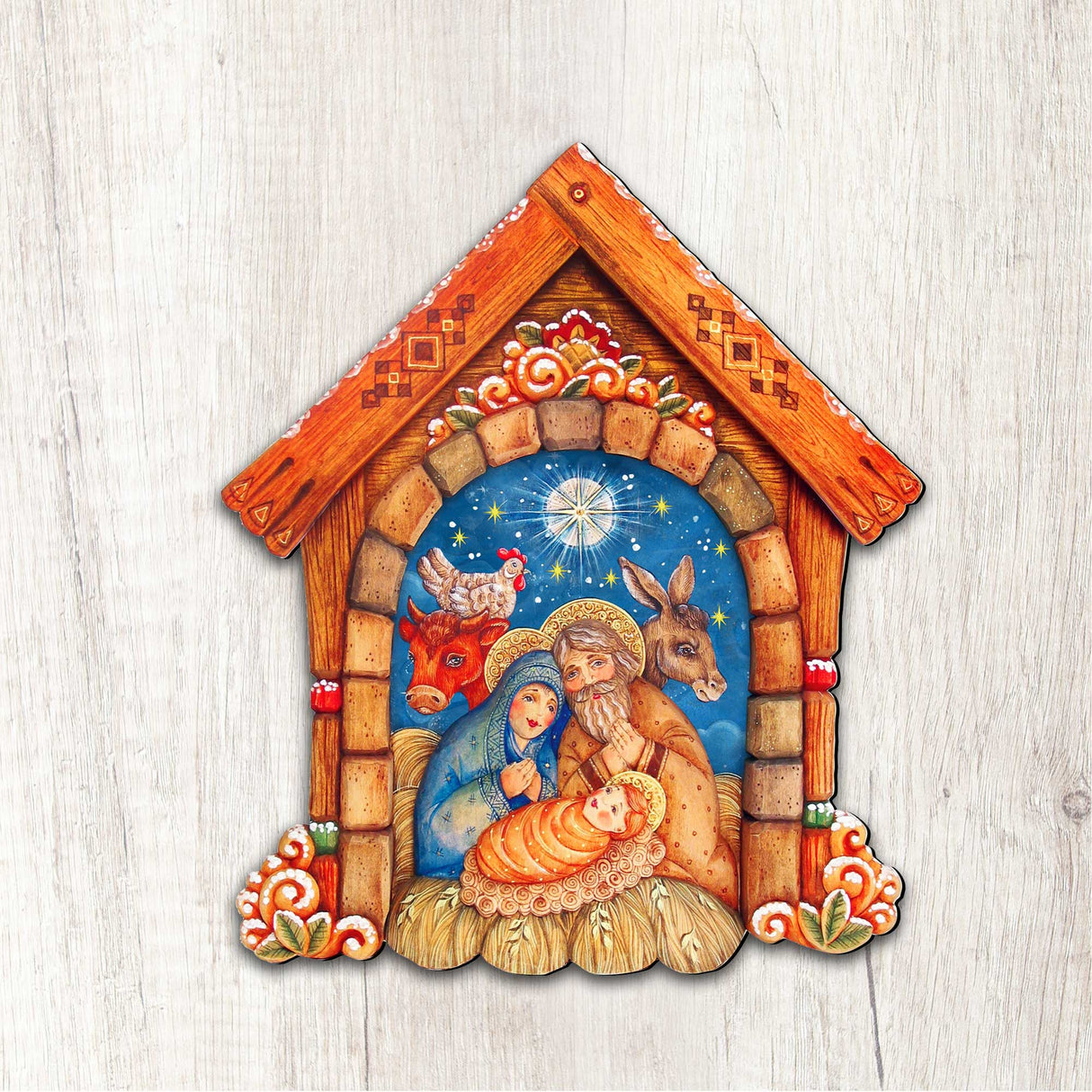 Village Nativity Door Decor by G. DeBrekht - Nativity Holiday Decor - 8152630H