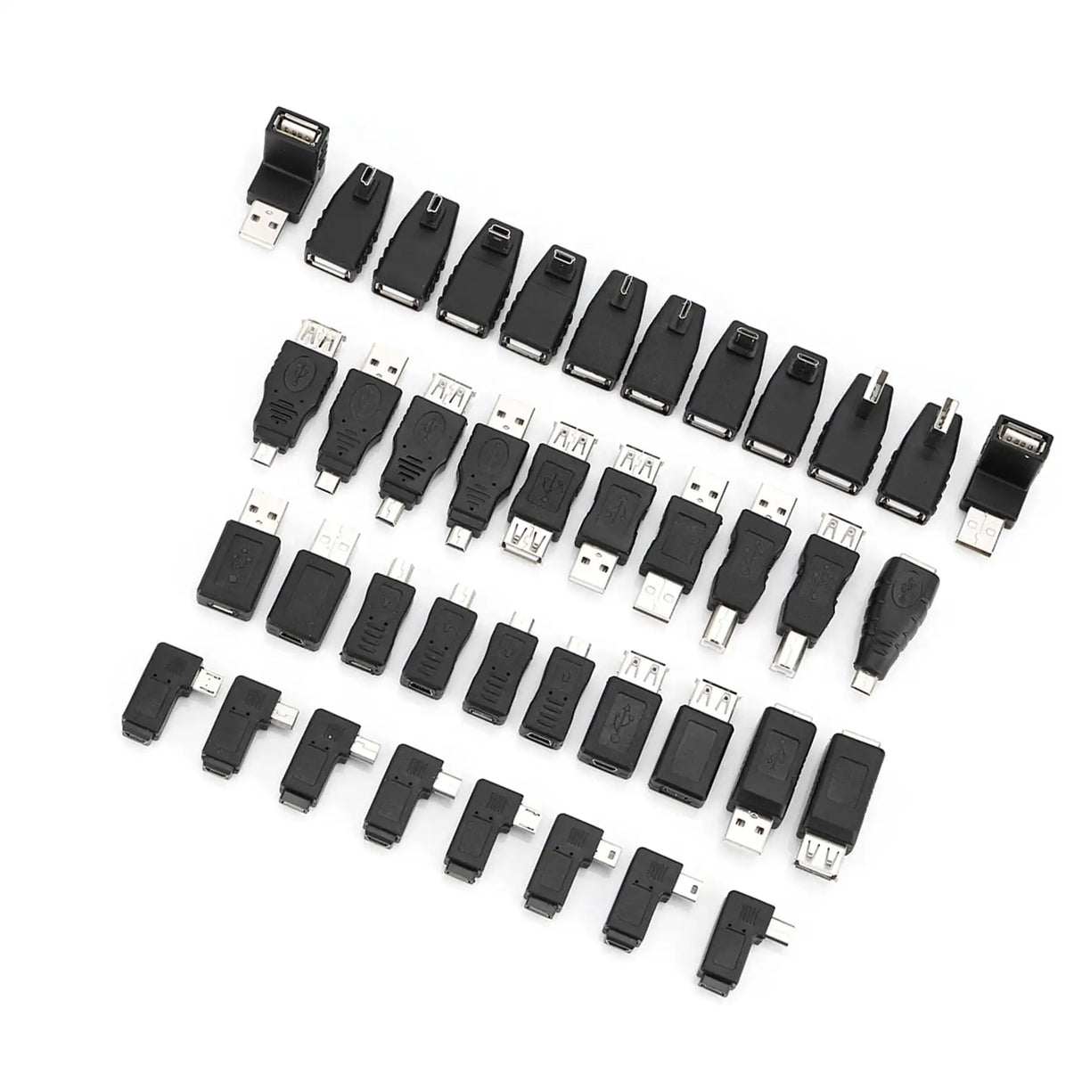 Pack of 40 Multiple USB2.0 Adapters Angled Mini Micro Type B Male Female Converters Connectors - Lootquake