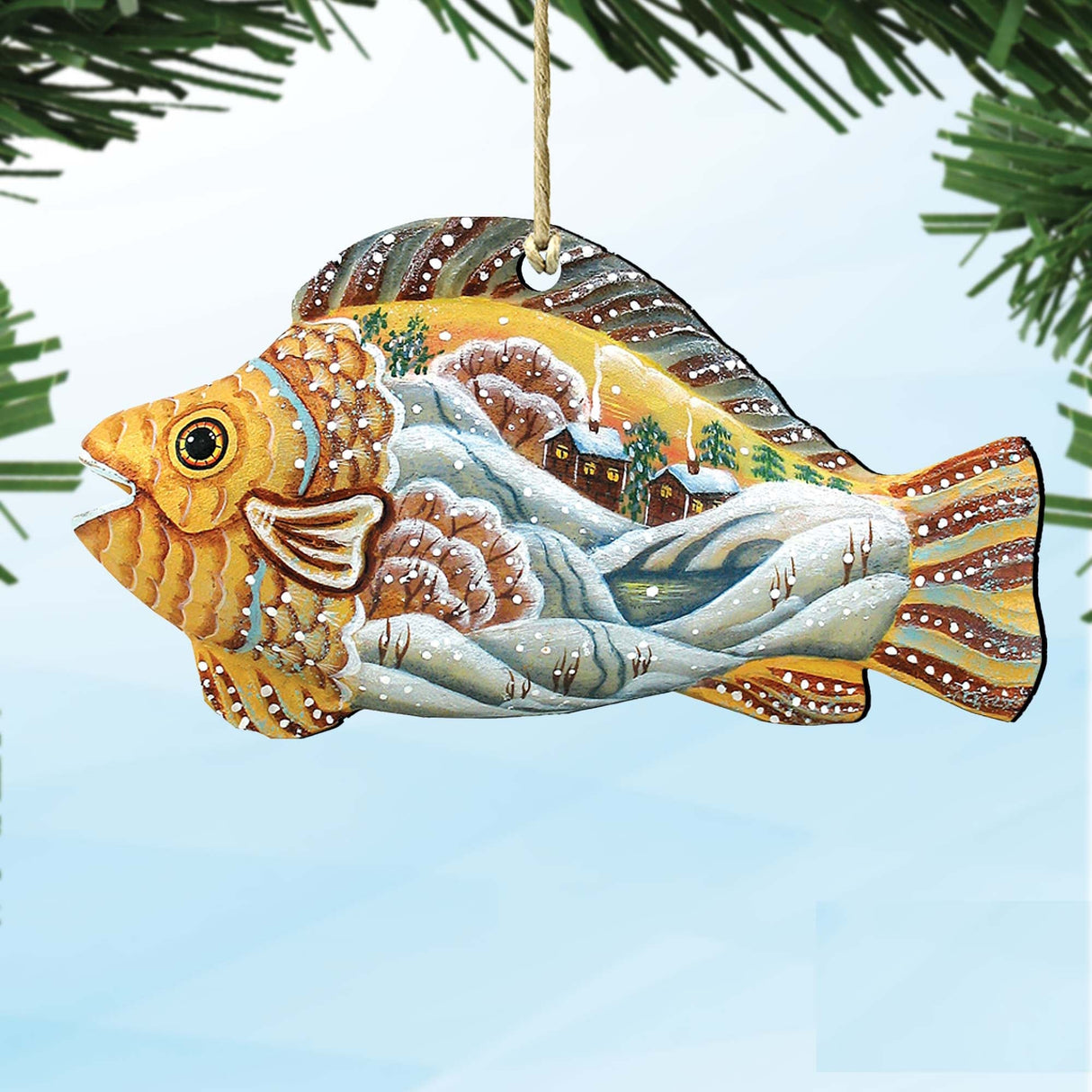 Native Fish Christmas Wooden Ornaments by G. DeBrekht - Coastal Holiday Decor - 8126132