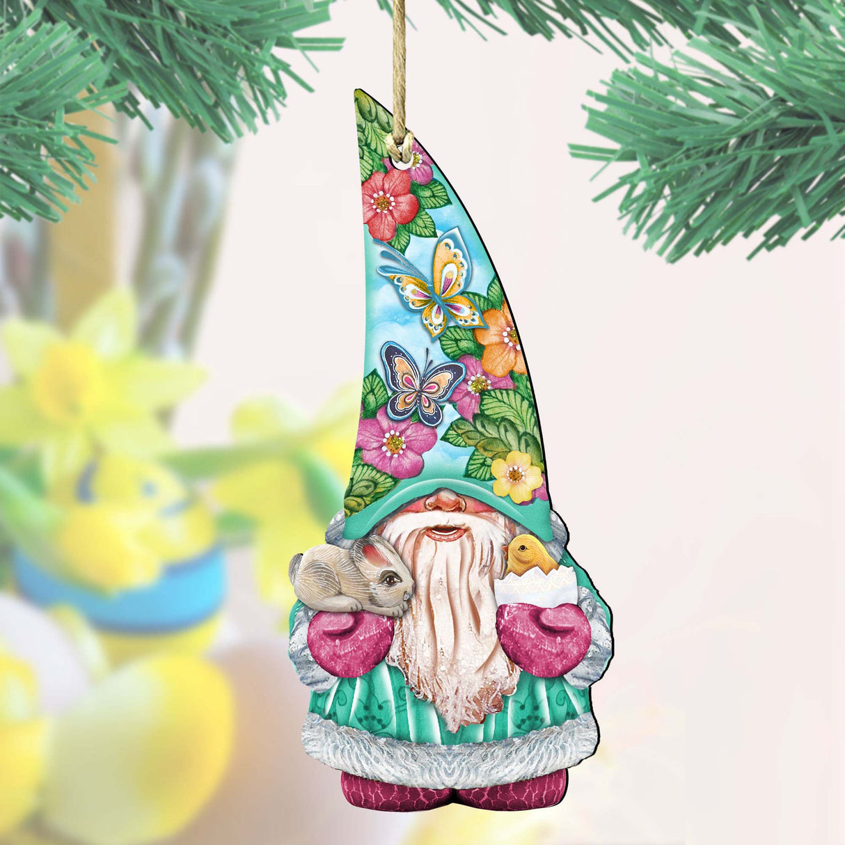 Adornos de madera de gnomos de primavera de G. DeBrekht - Decoración de primavera para Pascua - 8611011