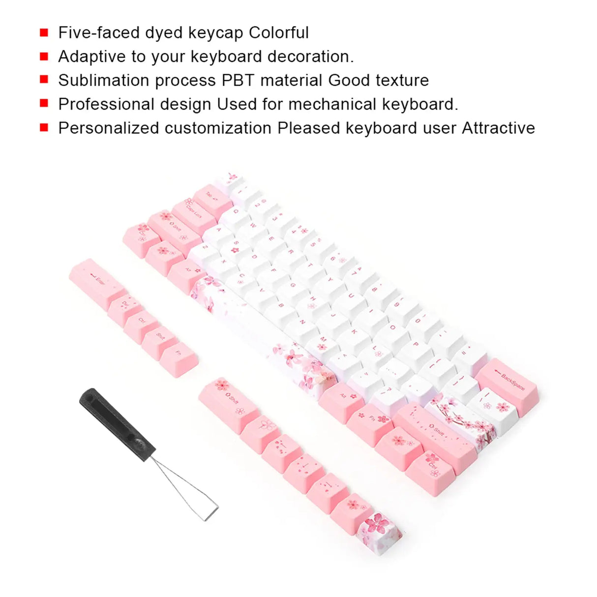 PBT Mechanical Keycaps with Cherry Blossom Design - Lootquake