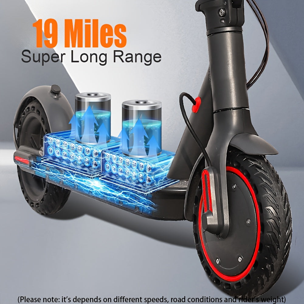 LADPED LP80 350W Foldable Electric Scooter for Adults & Teens, 8.5" Anti-skid Solid Tires, 19 Mile Range, 19MPH &3 Speed Modes, LCD Display, Puncture-Resistant, with Headlight & Taillight - Perfect for Commuting, Campus, And