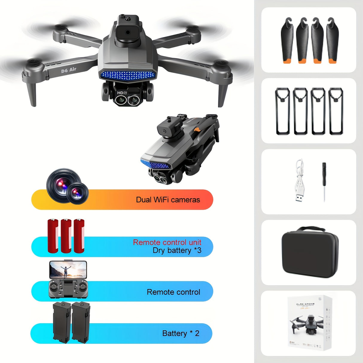 Dron con motor sin escobillas 2025 y cámara HD de 1080P, cuadricóptero plegable multifuncional con luz LED, modo sin cabeza, retención de altitud y ajuste de velocidad de arranque. Ideal para principiantes con bolsa de transporte.