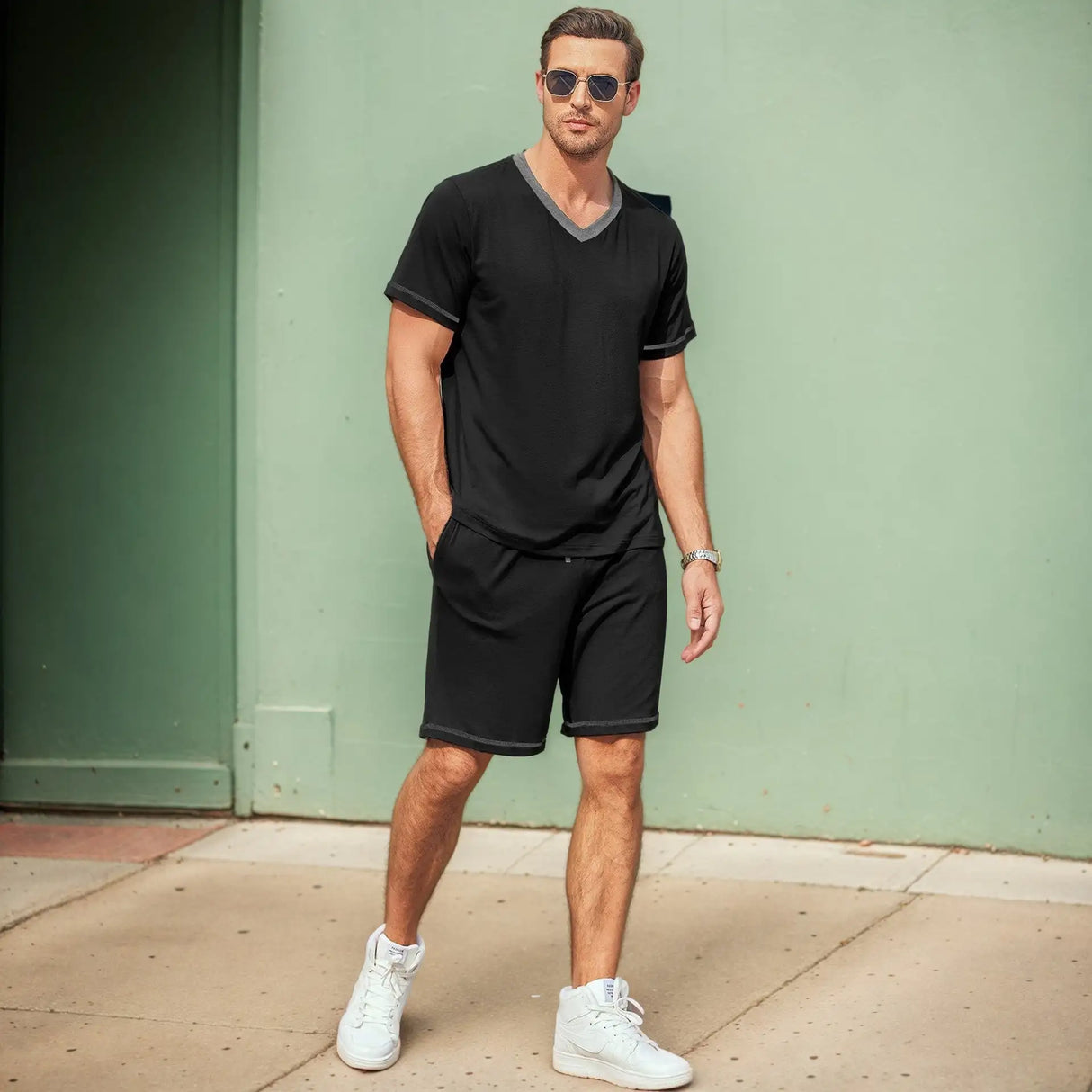Men's Casual Suit Short-sleeved Shorts Two-piece Set - Lootquake