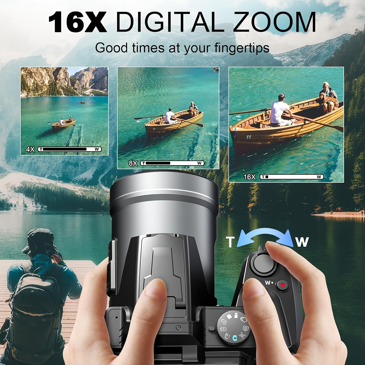 NBD 64MP Digital Camera for Photography, 5K Vlogging Camera for YouTube with 3" Flip Screen, 16X Digital Zoom, Autofocus, 2 Batteries, 32GB TF Card(S205, Black)