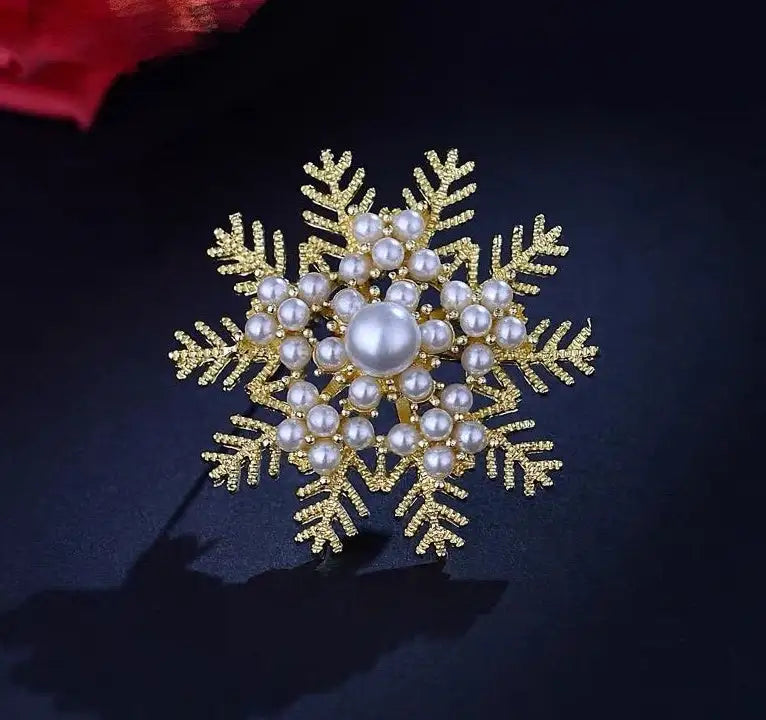 2pc New Exquisite And Elegant Pearl Snowflake Brooch - Lootquake