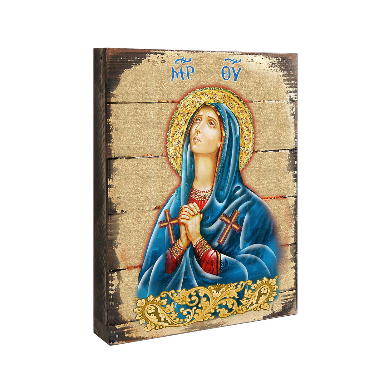 Maria Magdalena Wooden Gold Plated Religious Christian Sacred Icon - Inspirational Icon Decor - 85014