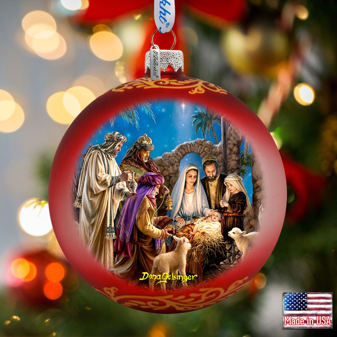 Holy Night Nativity Glass Ornament Limited Edition by D. Gelsinger - Nativity Holiday Decor - 73898-1208