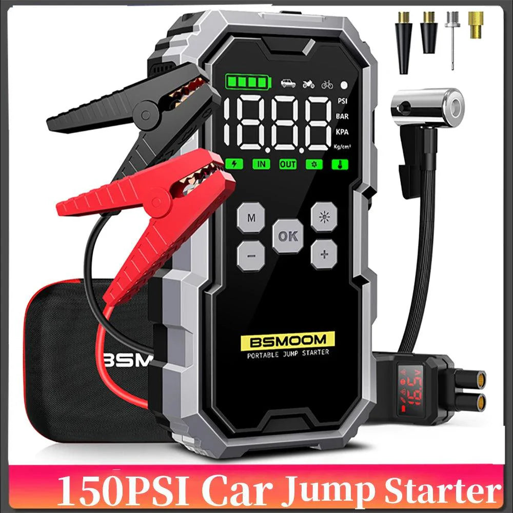 CarJump Pro Jump Starter & Air Compressor - 6000A Power, 21800mAh Capacity, LCD Screen for Effortless Car Battery Boosting