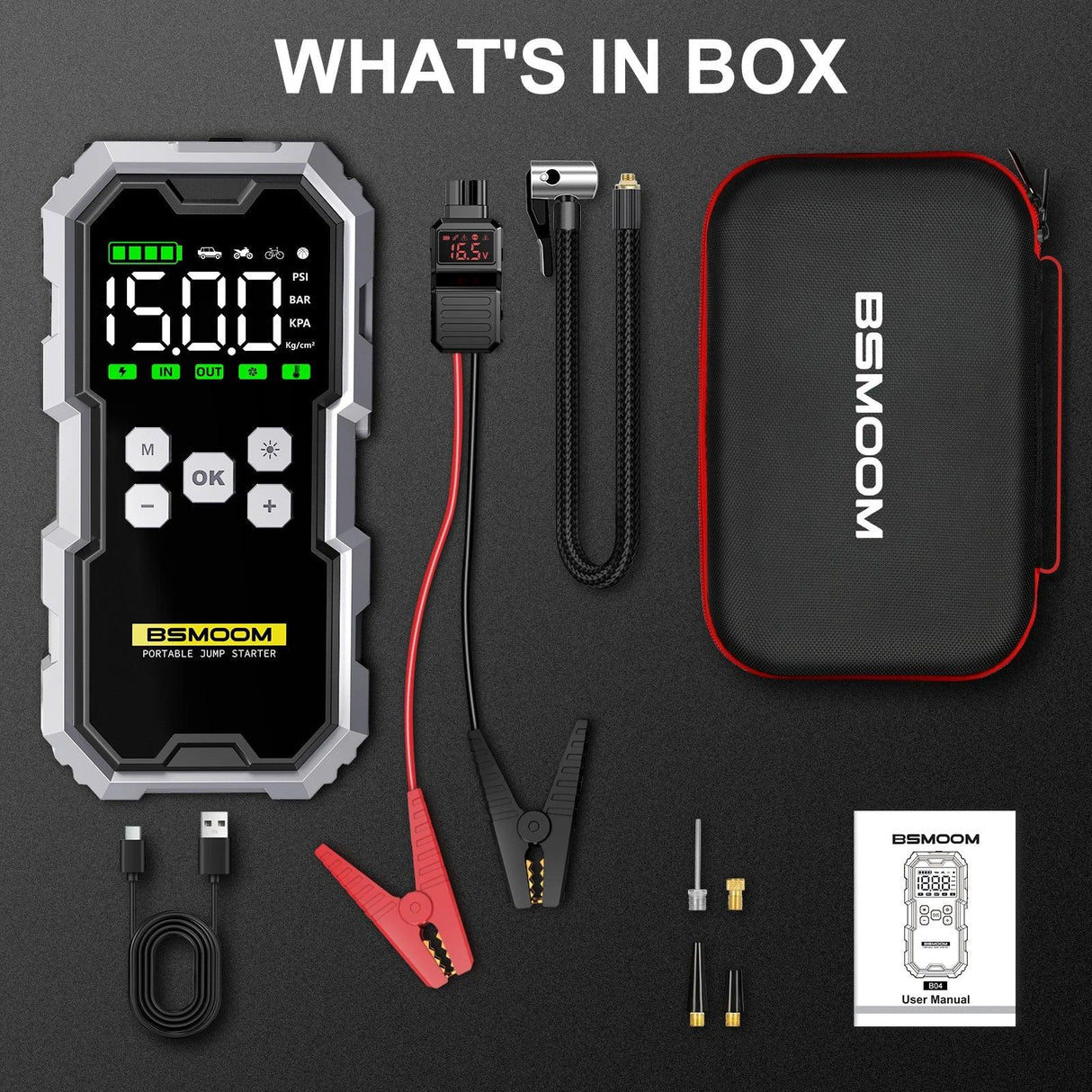 CarJump Pro Jump Starter & Air Compressor - 6000A Power, 21800mAh Capacity, LCD Screen for Effortless Car Battery Boosting