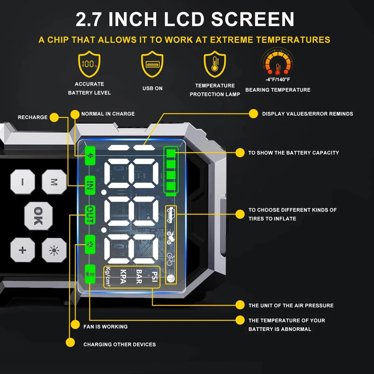 CarJump Pro Jump Starter & Air Compressor - 6000A Power, 21800mAh Capacity, LCD Screen for Effortless Car Battery Boosting