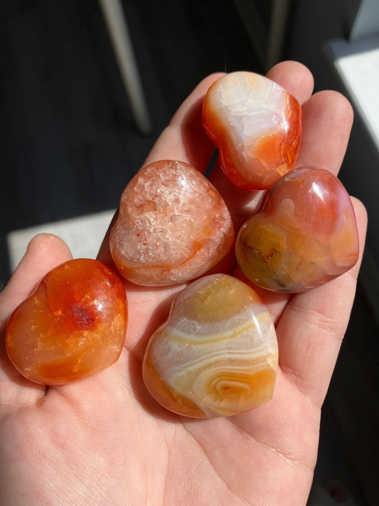 Carnelian Mini Heart – 1” Polished Crystal (Single or Bundle of 3)