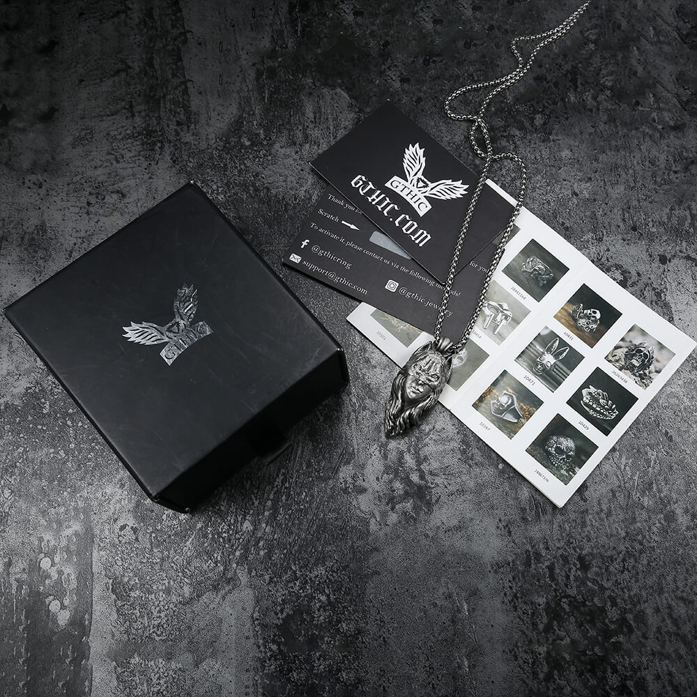 Collar de estaño puro de mujer con máscara de gato