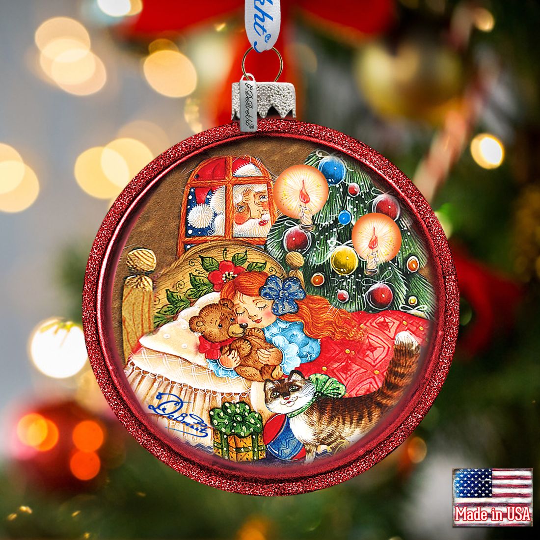 Adorno de cristal para la Nochebuena de G. DeBrekht - Decoración navideña de Papá Noel y muñeco de nieve - 764-016