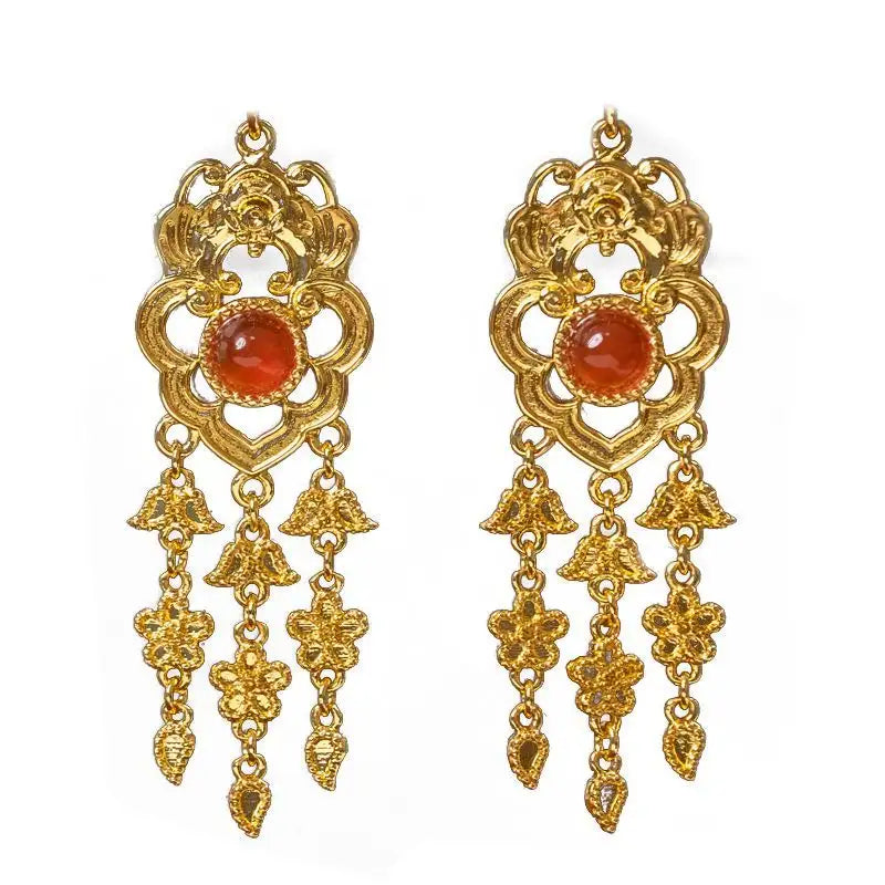 Bat Tassel Earring Girl New Chinese Blue And White Carving - Lootquake