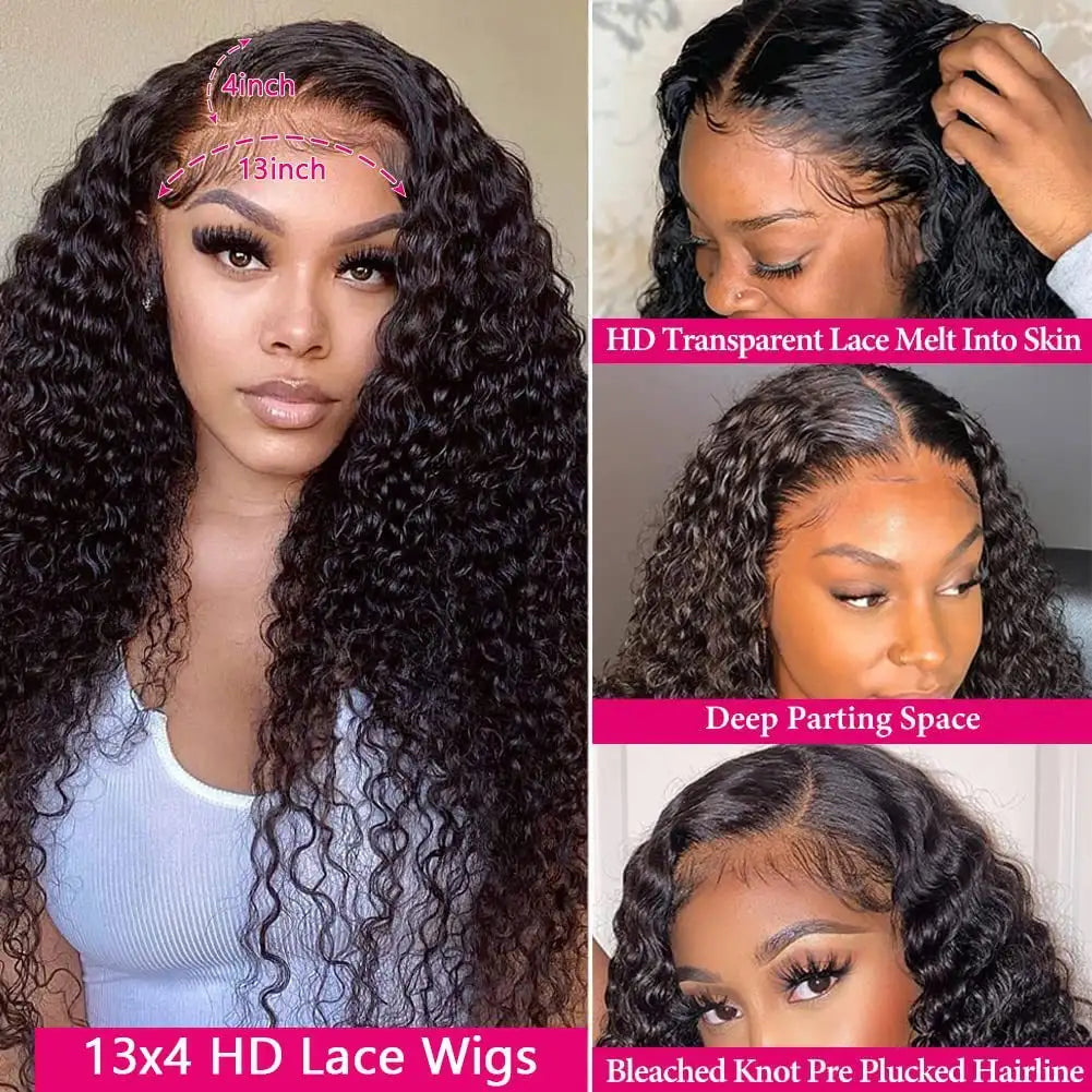 Front Lace Human Hair Wig Deep Wave Human Wigs - Lootquake