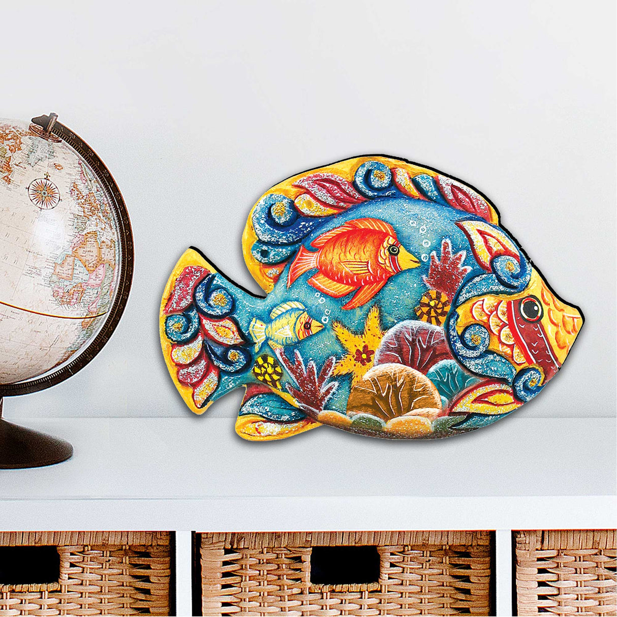 Decoración para puerta de casa de playa con peces tropicales de G. DeBrekht - Decoración costera navideña - 8126121H